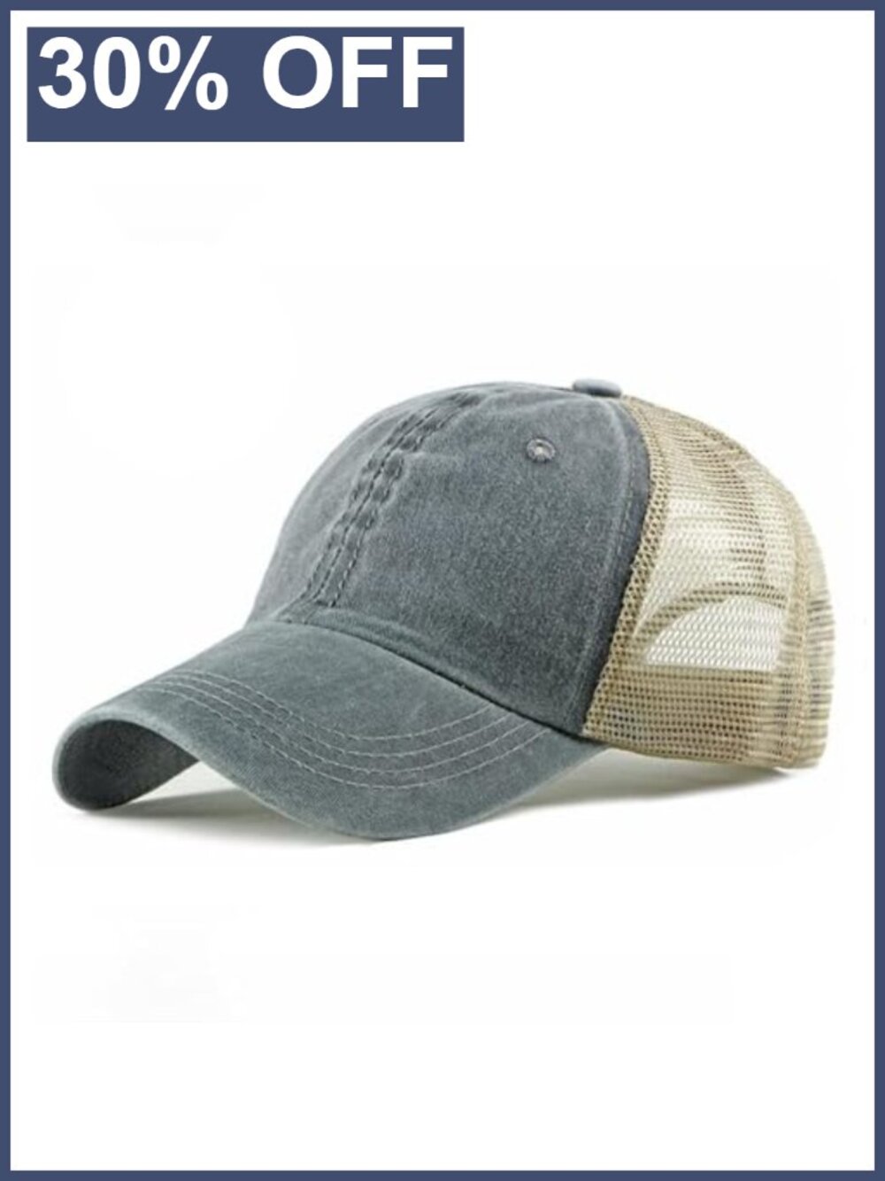 Vintage Mesh Baseball Cap Low Profile Trucker Hat Breathable Cotton Adjustable